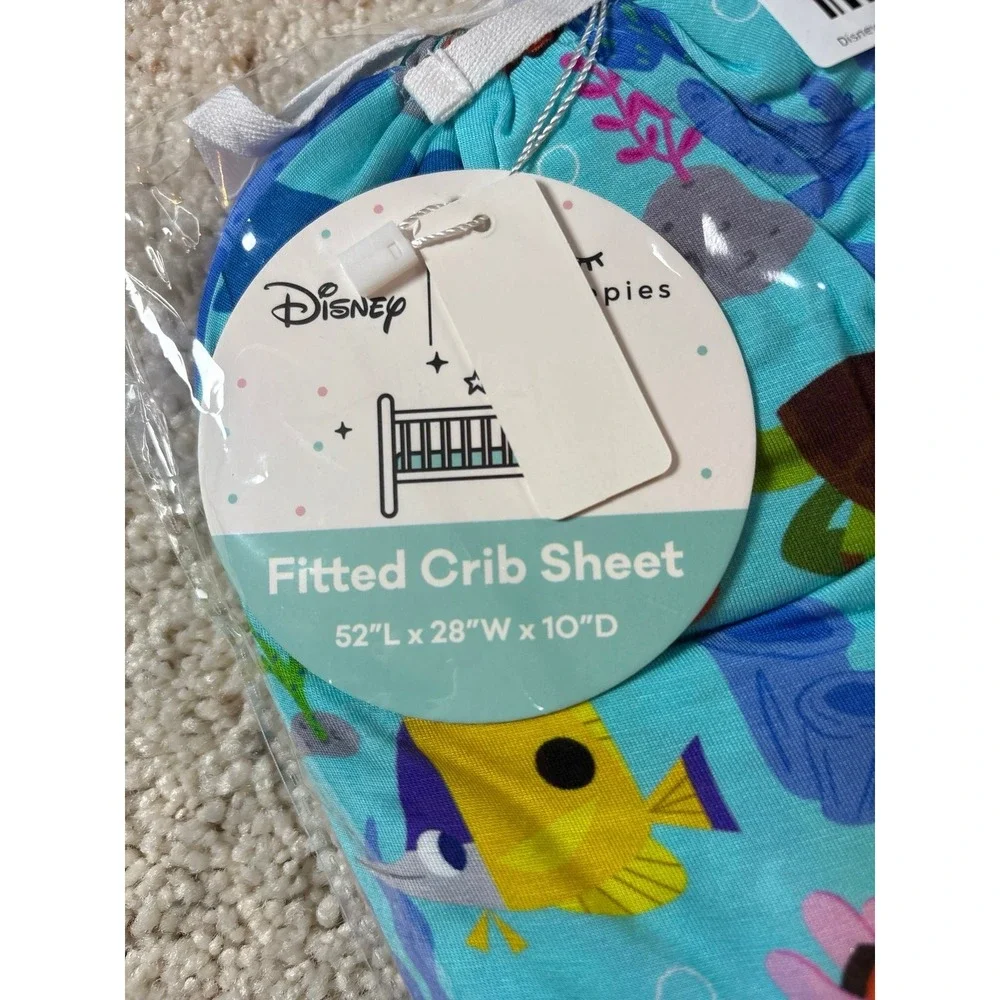 Little Sleepies Disney Nemo's Reef Crib Sheet Standard Blue Bamboo Finding Nemo